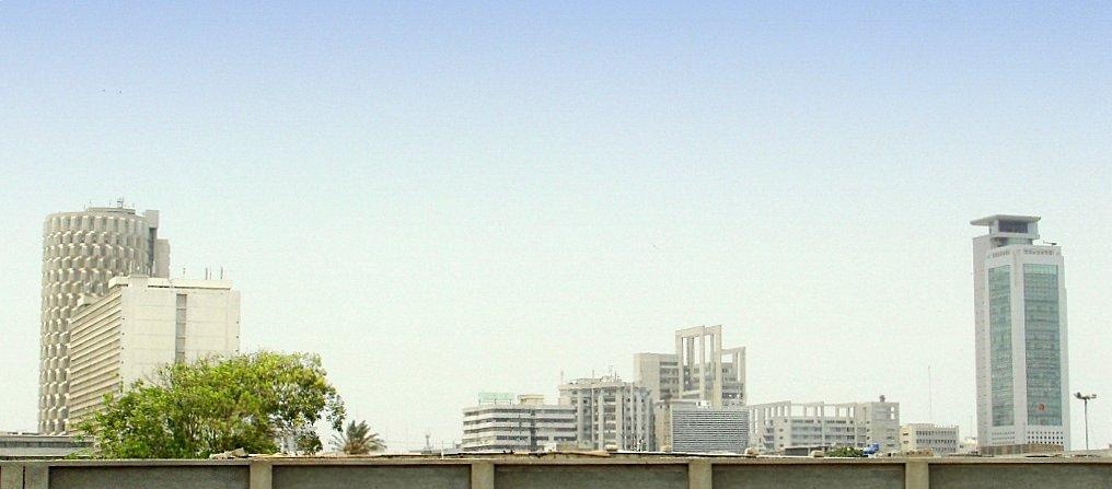 High-rise office towers along I. I. Chundrigar Road, Karachi's financial district